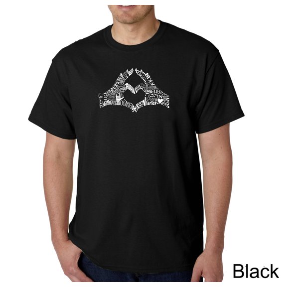 LA Pop Art Men's Word Art T-Shirt - Finger Heart