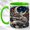 Green, variant on Moon Fox Coffee Mug, Woodland Animal Mug, Ceramic 11 oz