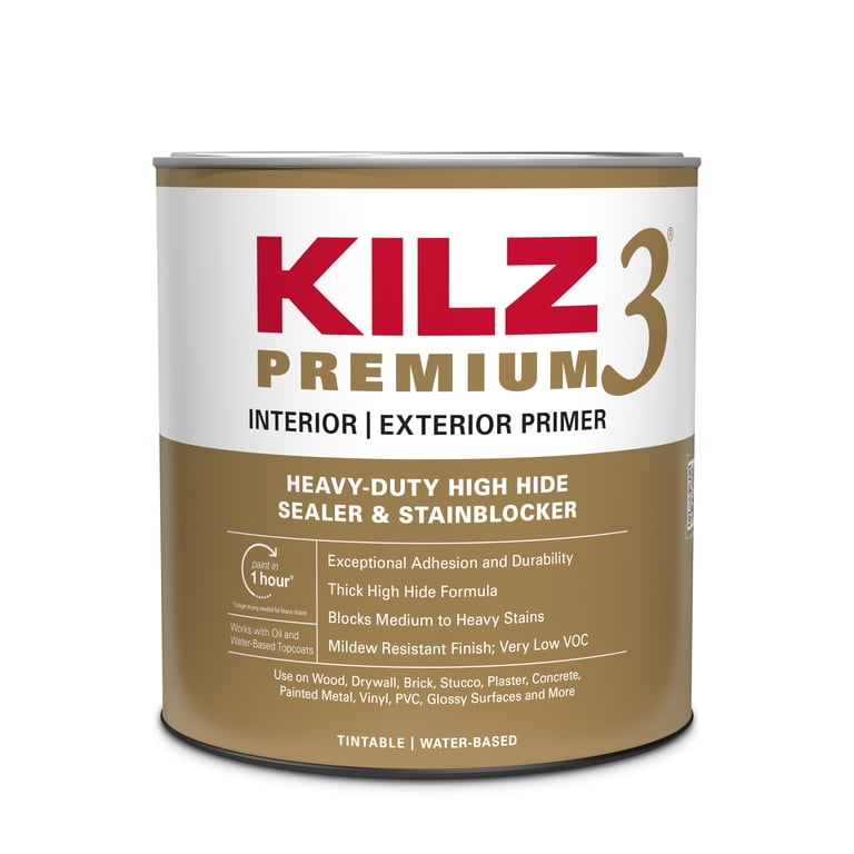 KILZ 3 Premium Interior/Exterior Primer, Quart Water-Based photo 1