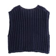 thumbnail image 4 of LISTHA Womens Casual Chunky Knit Vest Gold Button Down Crop Crochet Sleeveless Sweater Vest Navy L, 4 of 7