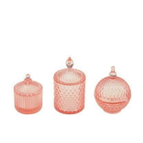 Oimcto Sakura Pink Miniature Glass Candy Jar Set, 1:6 Scale Dollhouse Decor Accessories, Delicate Blue Accent Details for Miniature Displays