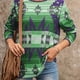 thumbnail image 4 of Camiseta impresa Estilo étnico de la vendimia Cuello redondo Pullover de manga larga Camisa suelta Verde S, 4 of 5