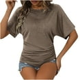 thumbnail image 5 of BSDJILFG Plus Size Tops for Women Basic T-Shirt Loose Fit Solid Color Half Sleeve Round Neck Pullover Blouse ,S-3XL, 5 of 6