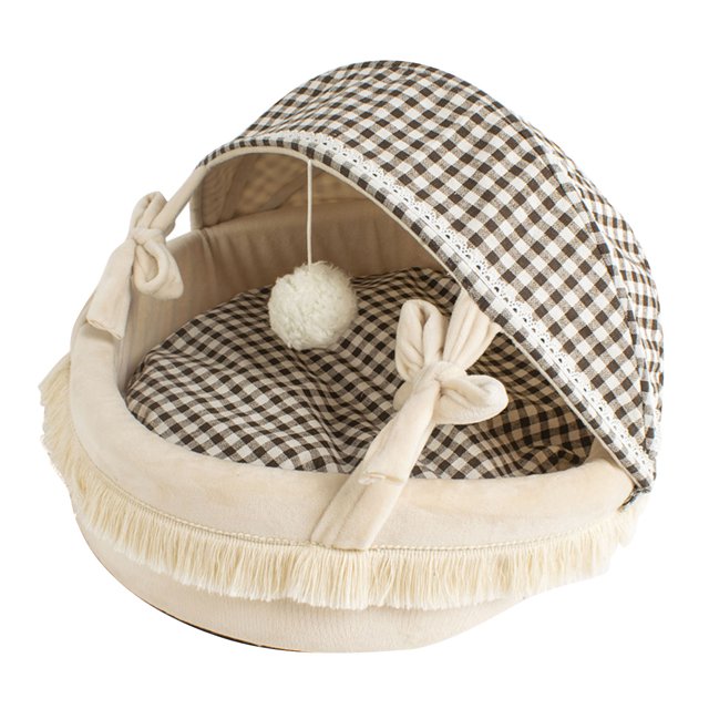 Cama cueva para gatos para todas las estaciones, cómoda, cálida, plegable, lavable, semicerrada, tienda para mascotas, cama cueva para gatos, perros pequeños S