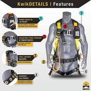 KwikSafety (Charlotte, NC) TYPHOON (1 PACK) ANSI Fall Protection Full Body Safety Harness Personal Protective Equipment Dorsal Ring Side D-Rings Grommet Leg Straps Tool Lanyard Bolt Pouch Construction