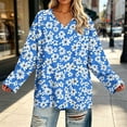 thumbnail image 5 of CLOISE Plus Size Tunic Tops Women Long Sleeve V Neck Casual Shirts Floral Pullover Fall Loose Clothing Sky Blue 4XL, 5 of 6