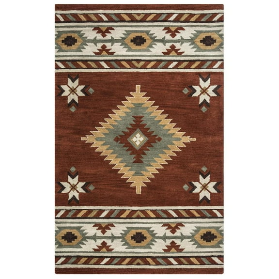 Alora Decor Ryder 10' x 14' Tribal Rust/Khaki/Navy/Sage Hand-Tufted Rug