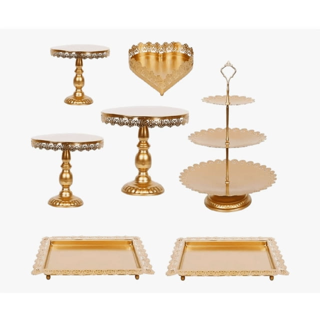 Juego De Soportes Xtellar De Metal Para Pasteles Y Postres, 7 Pzs.
