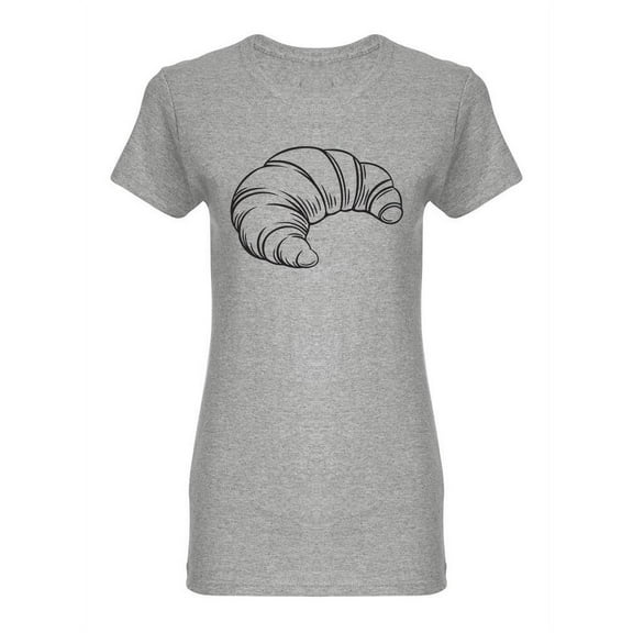 Hand Drawn Croissant Shaped T-Shirt Women -Image by Shutterstock, Female x-Large