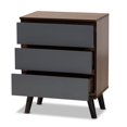 thumbnail image 5 of Bowery Hill Modern 3-Drawer Wood Bedroom Chest in Walnut Brown/Gray, 5 of 8