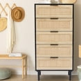 thumbnail image 2 of LuxenHome Black and Brown Wood 5-Drawer Chest, 2 of 13