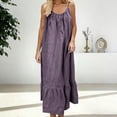 thumbnail image 2 of SROBPTY Summer Dresses for Women Solid Spaghetti Strap Ruffle Midi Beach, 2 of 5
