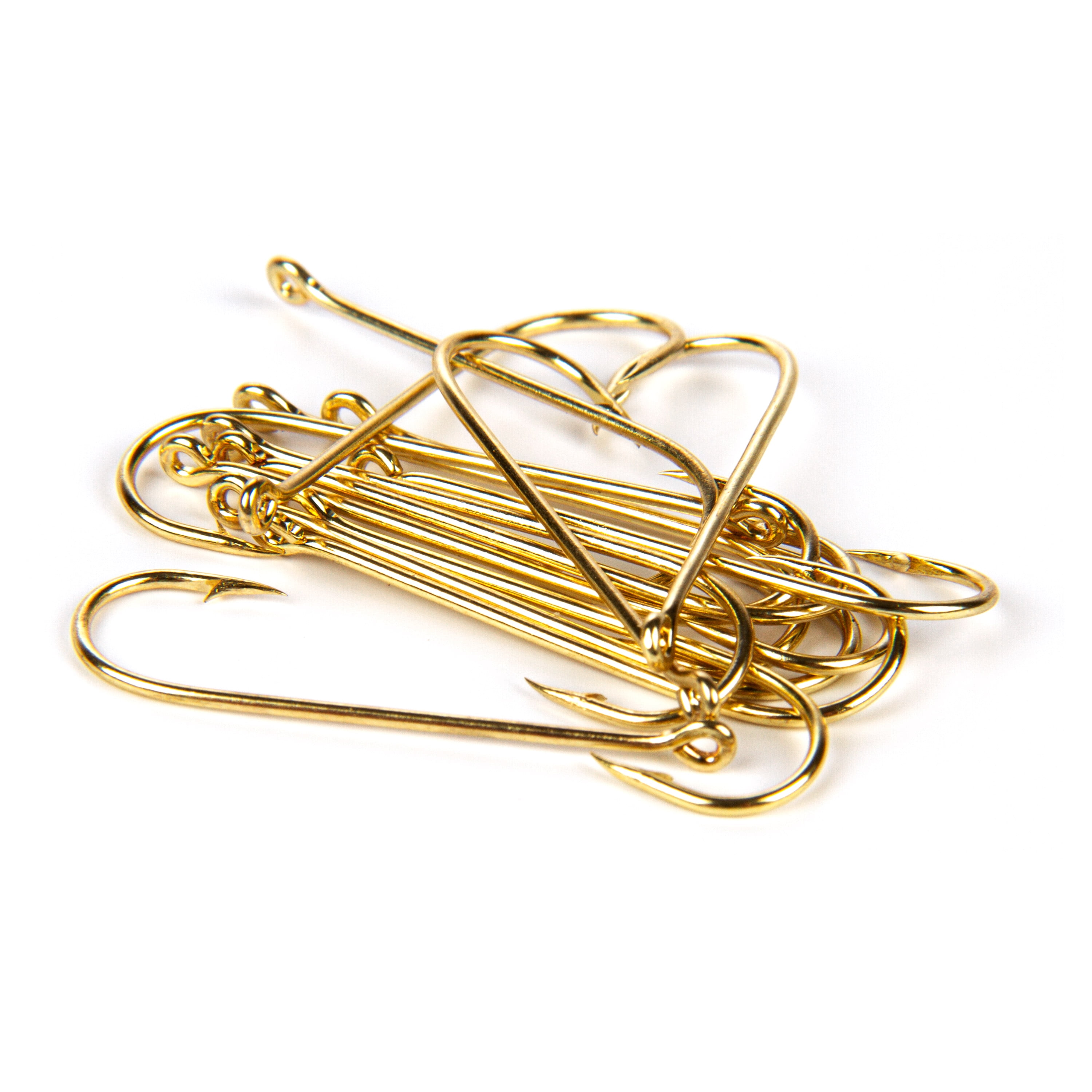 (6 pack) Ozark Trail Freshwater Gold Aberdeen Light Wire Fishing Hooks, Size 2, 15-pack