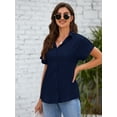 thumbnail image 2 of Sherrylily Women Casual Short Sleeve Button Down Shirts V Neck Collared Blouses with Pockets, 2 of 7