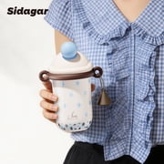 Sidagar 18 fl oz Leakproof Stainless Stee Insulated Water Bottle with Straw, Wide Mouth, Star Blue