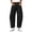 64Black348, variant on WERYOUNG Women Elastic Waist Barrel Leg Pants Cropped Solid Color Soft Knit Side Pockets Casual Trousers Streetwear Loungewear Daily Pants Comfortable Bottom L
