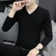 thumbnail image 3 of Suéter de punto para hombre, cuello en V, ropa para hombre, jersey marrón con rombos, manga larga, 100 % feos, prendas de punto coreanas, otoño 2024, informal, X, 3 of 5