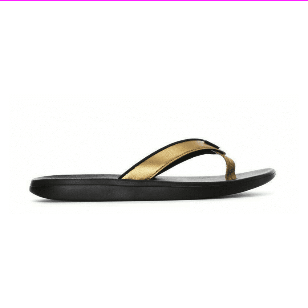 black and gold flip flops womens