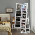thumbnail image 4 of Gymax 360° Swivel Jewelry Cabinet Full Length Mirror w/Built-in Lights White, 4 of 9