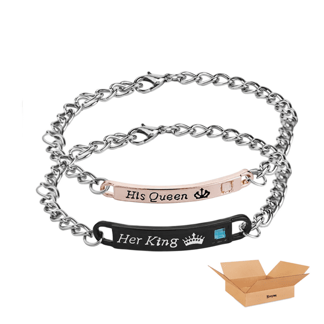 Duo Pulseras Bloosom Originales Pareja King Queen Rey Reina Acero Inox Plata