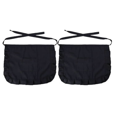 2 Pcs Skirt Server Waist Apron Half Bistro Black Short Aprons Waitress with Pocket