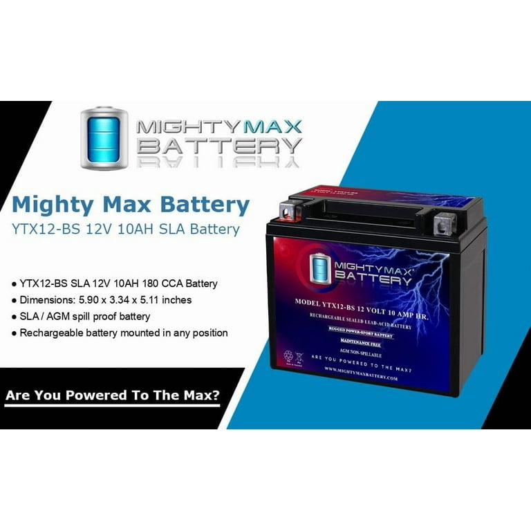 YTX12-BS 12V 10AH Battery Replaces Kawasaki Vulcan 900 Custom 06