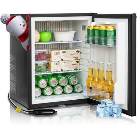 Techomey 2.1 Cu ft 110V/12V Compact Refrigerator RV Truck Caravan Car Fridge Lock Quiet Reversible Door