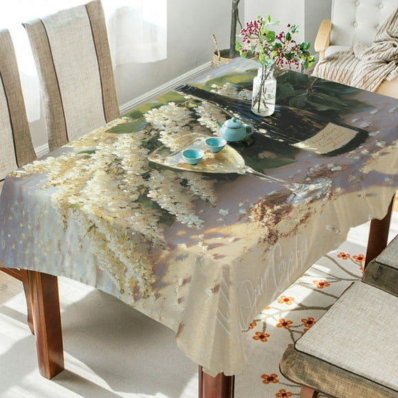 BZSMCE Square Tablecloth White Wine by The Sea Pattern Tableclothes