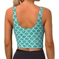 thumbnail image 3 of Haiem Aquamarine Glitter1 Pattern Womens Sports Bra - U Neck Padded Low Impact Yoga Bra Workout Crop Top Gym Moisture-Wicking Workout Vest -, 3 of 9