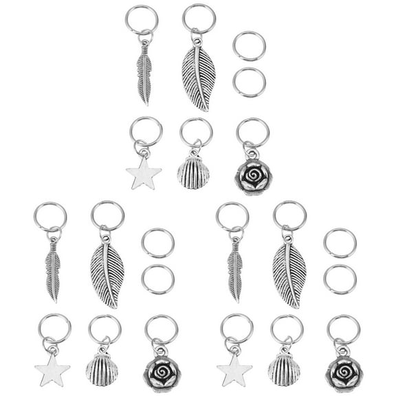 3 Count Hair Rings Pendants for Braids Jewelry with