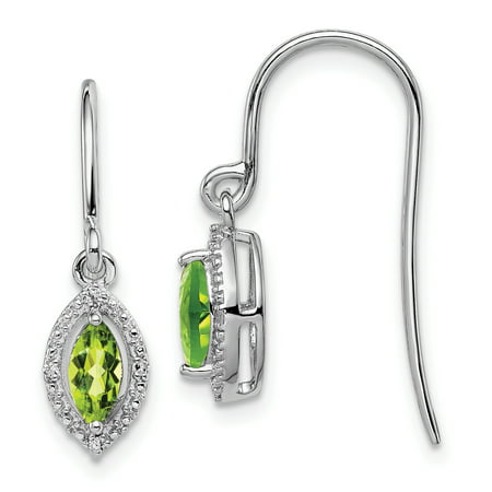 Sterling Silver Rhodium Plated Diamond Peridot Marquise (Best Place For Diamond Earrings)