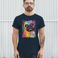 thumbnail image 3 of Tee Hunt Cute Pug Puppy T-Shirt Dean Russo Colorful Neon Mosaic Dog Men's Tee, Navy Blue, Large, 3 of 5