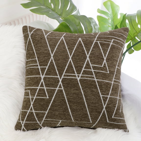 PiccoCasa 18"x18" Polyester Sofa Throw Pillow Cover, Brown
