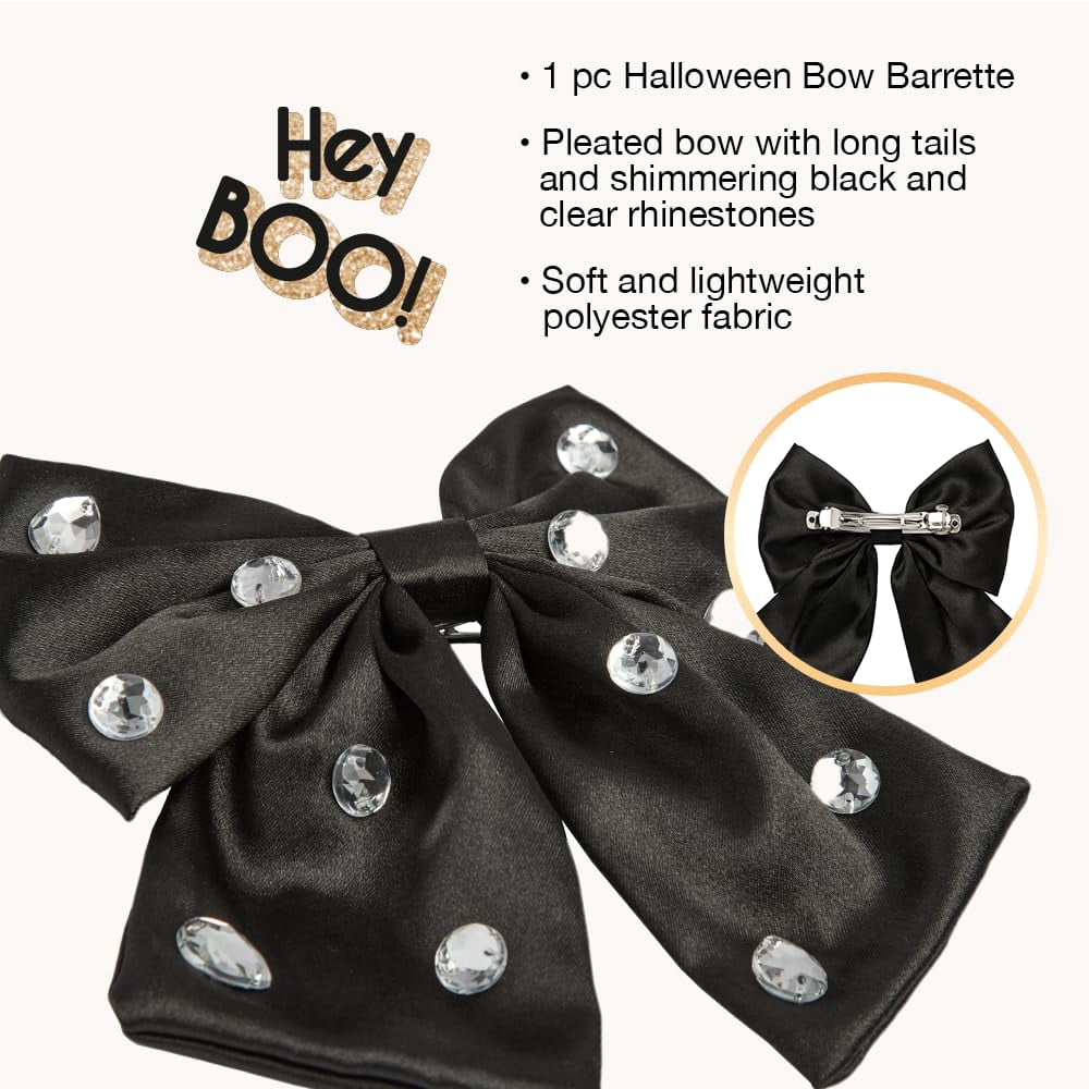 (5 pack) Scunci by Conair Hey Boo! Bow Barrette with Gem Stones, Black, 1-Count