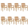 thumbnail image 1 of vidaXL Stacking Garden Chairs with Cushions 8 pcs Solid Teak Wood, 1 of 12