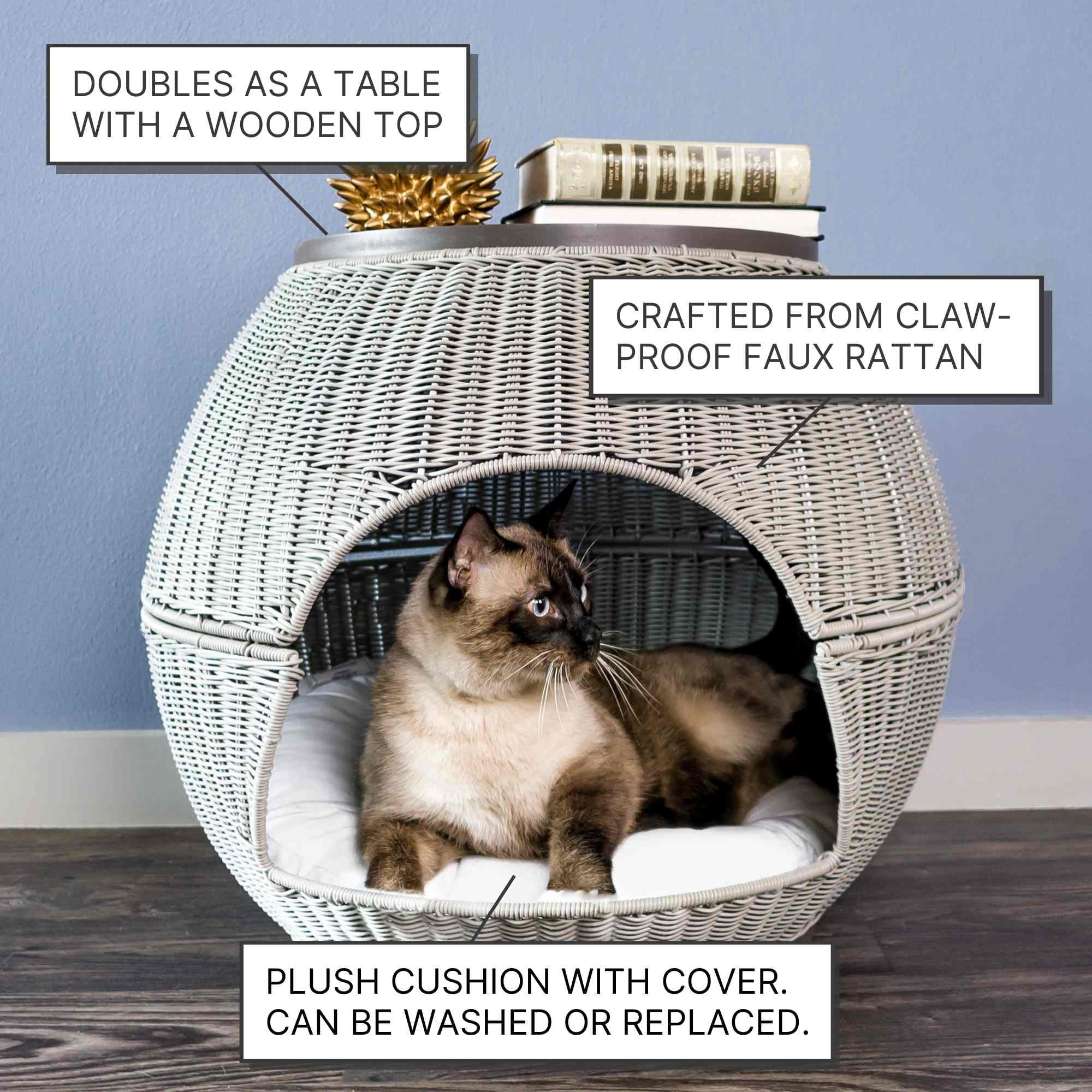 Refined Canine Igloo Pet Bed with Soft Cushion, Smoke