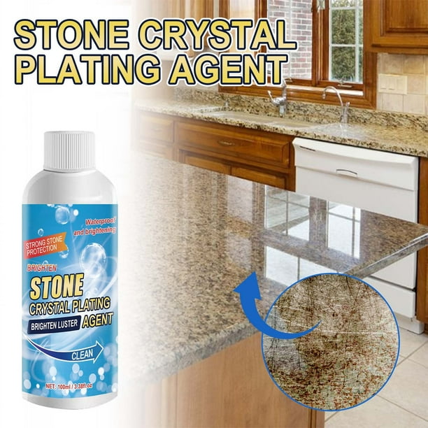 Agente de recubrimiento de cristal de piedra para cuarzo, granito, mármol - Paquete de 2 100 ml Limpiador, sellador y pulidor de encimeras - Reparación de arañazos, eliminación de manchas