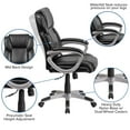 thumbnail image 2 of Mid-Back Black Leather Executive Swivel Chair with Padded Arms, 2 of 9