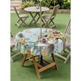 thumbnail image 3 of Outdoor Tablecloth with Umbrella Hole and Zipper, Turquoise Easter Bunny Round Table Cloth 54 Inch Waterproof Tablecloth, Spring Easter Eggs Floral Wooden Picnic Table Cover for Patio Camping, 3 of 7