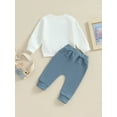 thumbnail image 4 of Cenuakty Toddler Boys Fall Outfits Letter Print Crew Neck Long Sleeve Sweatshirts and Long Pants 2Pcs Clothes Set, 4 of 9