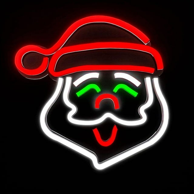Letrero de neón de Papá Noel de Navidad, luz LED de señal de Navidad de Papá Noel brillante para suministros de fiesta de Navidad de Halloween