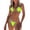 Fluorescent Green, variant on 2Pcs/Set Sexy Women Micro Bikini Set Summer Solid Color Chain Connection Halter Bra Lace-up Briefs Set Bathing Suit Quick Drying Beachwear