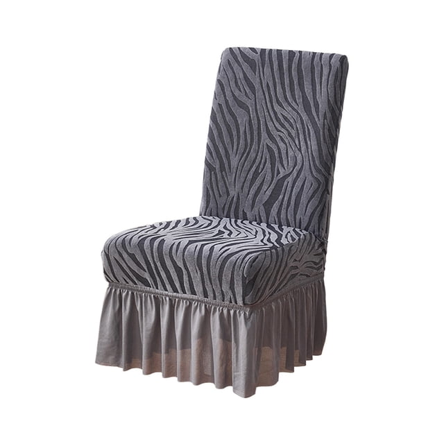 Grey Chair Covers Overall Coverage Jacquard Hotel Chair Covers Thickened Elastic One Piece Skirt Style Dining Chair Covers Color Grey For Home Decoration Two Way High Elastic Polyester Fab