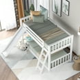 thumbnail image 2 of Euroco Twin over Twin Floor Bunk Bed, Solid Wood with Ladder and Slide for Kids Teens Adults, White, 2 of 12