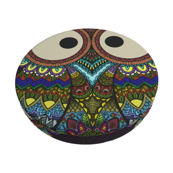 Vsdgher Boho Owl Print Stool Covers Round,Stretch Round Stool Covers Washable Stool Cushion Slipcover Elastic Chair Covers for 12-14 Inch Chair