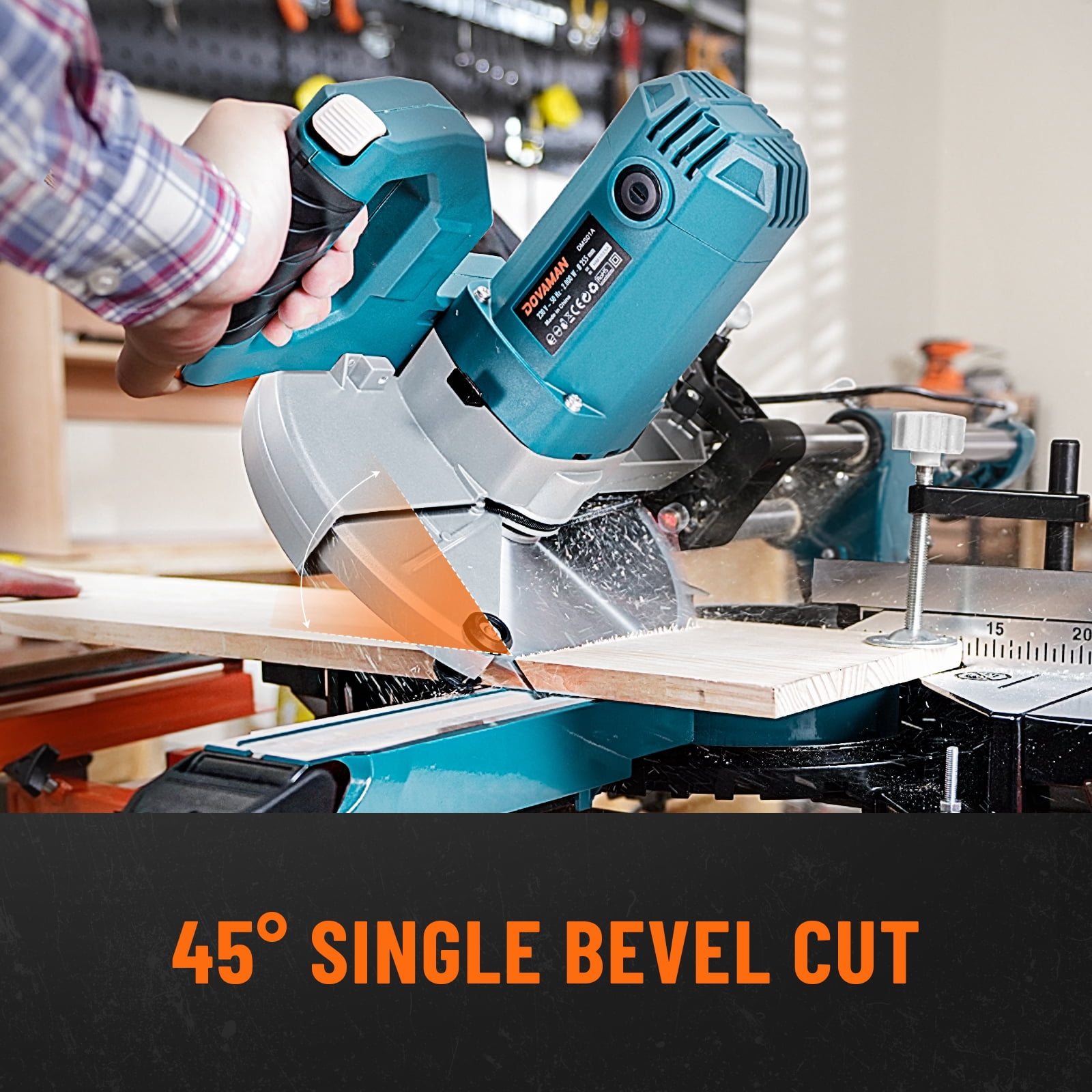 DOVAMAN 10-Inch Sliding Compound Miter Saw, 15-Amp Power Miter Saw with 3 Blades, Dual-Speed 4500/3200 RPM Sliding Miter Saw for Wood, PVC & Soft Metal, Laser Guide