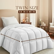 PEKUR All Season Comforter for Adults , Cozy & Lightweight,Box Stitched (Twin Size,White, 88x64)