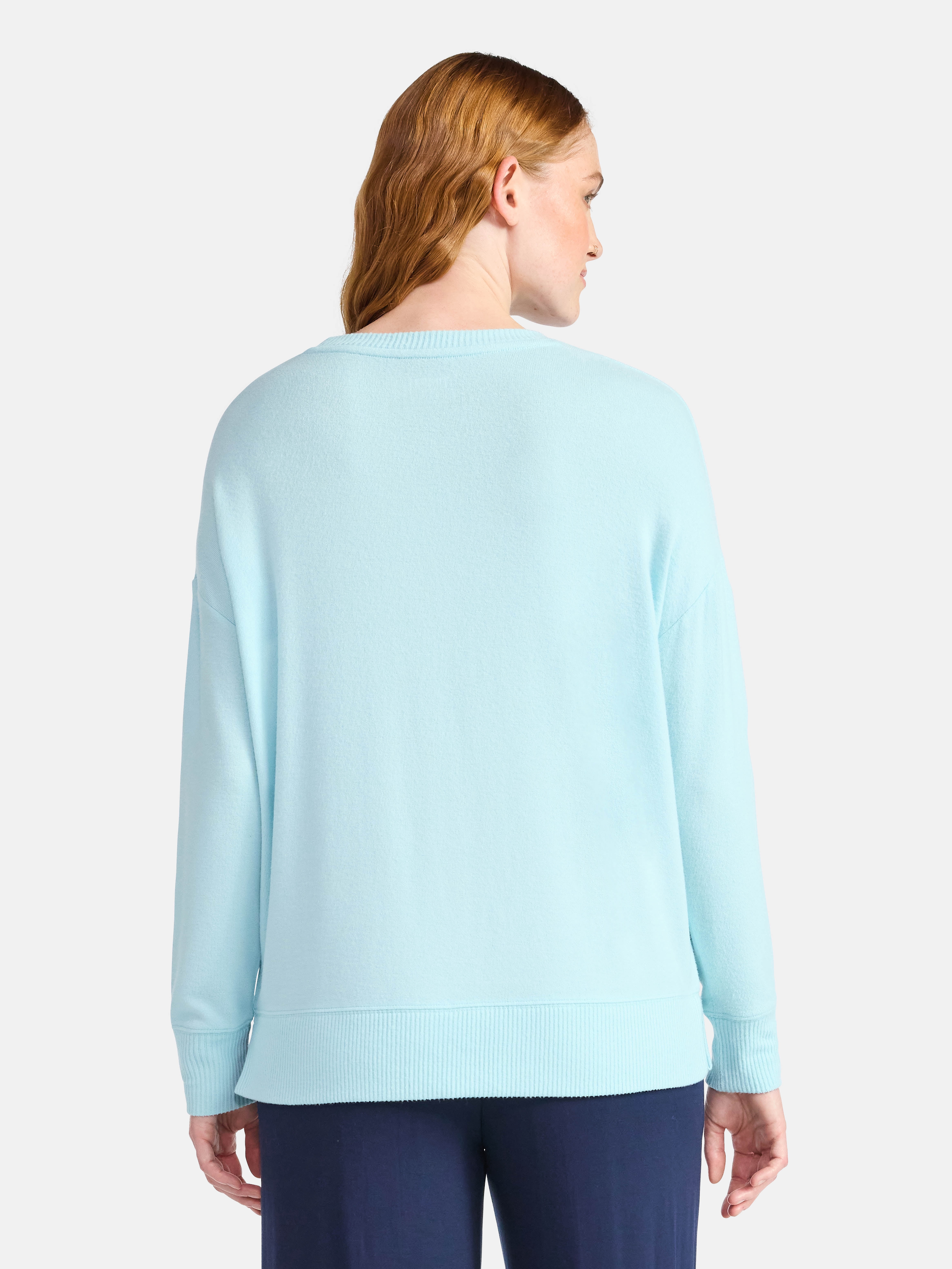 Time and Tru Women's Hacci Knit Tee with Long Sleeves, Sizes XS-XXXL