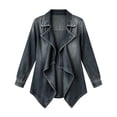 thumbnail image 5 of Xinoom Women Long Sleeve Lapel Waterfall Open Front Jacket, Asymmetric Draped Hem Lightweight Coat, Stitch Detail Casual Loose Fit For Daily Going‑Out Outerwear Dark Gray,M, 5 of 6