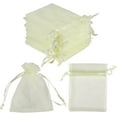 thumbnail image 2 of HRX Package 100pcs Little Organza Bags 3 x 4 inch Jewelry Gift Bags Mesh Bags Organza Favor Bags Drawstring Pouches for Jewelry Bracelets Candy Party Favor Small Gift Beige, 2 of 6